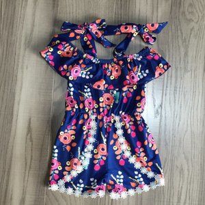 Boutique Girls Floral Romper Jumpsuit